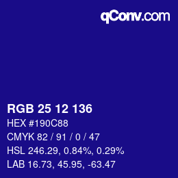 Color code: RGB 25 12 136 | qconv.com