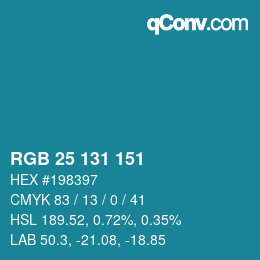 Color code: RGB 25 131 151 | qconv.com