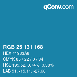 Color code: RGB 25 131 168 | qconv.com