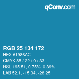 Color code: RGB 25 134 172 | qconv.com