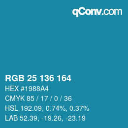Color code: RGB 25 136 164 | qconv.com