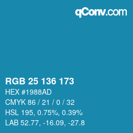 Color code: RGB 25 136 173 | qconv.com