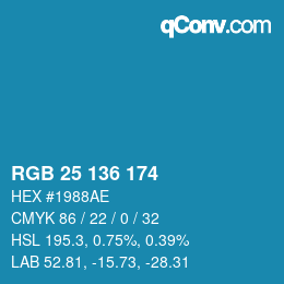 Color code: RGB 25 136 174 | qconv.com