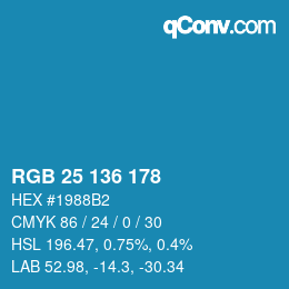Código de color: RGB 25 136 178 | qconv.com