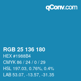Color code: RGB 25 136 180 | qconv.com