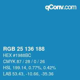 Color code: RGB 25 136 188 | qconv.com