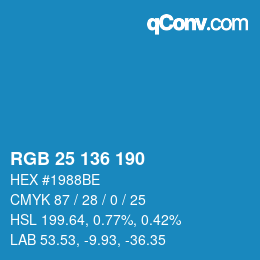 Color code: RGB 25 136 190 | qconv.com