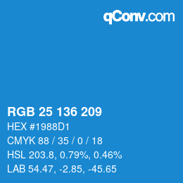 Farbcode: RGB 25 136 209 | qconv.com