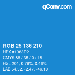 Color code: RGB 25 136 210 | qconv.com