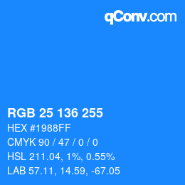 Color code: RGB 25 136 255 | qconv.com