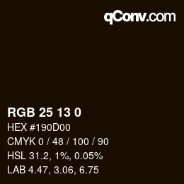 Color code: RGB 25 13 0 | qconv.com
