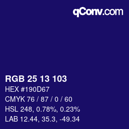カラーコード: RGB 25 13 103 | qconv.com