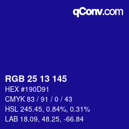 Color code: RGB 25 13 145 | qconv.com