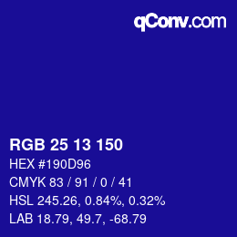 カラーコード: RGB 25 13 150 | qconv.com