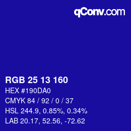 Color code: RGB 25 13 160 | qconv.com