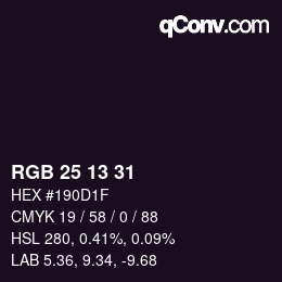 Color code: RGB 25 13 31 | qconv.com