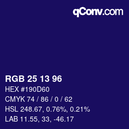 Farbcode: RGB 25 13 96 | qconv.com
