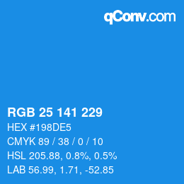 Color code: RGB 25 141 229 | qconv.com