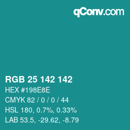 Color code: RGB 25 142 142 | qconv.com