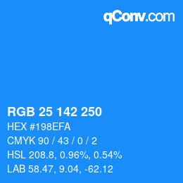 Color code: RGB 25 142 250 | qconv.com