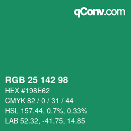 Color code: RGB 25 142 98 | qconv.com