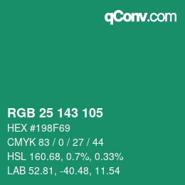Color code: RGB 25 143 105 | qconv.com