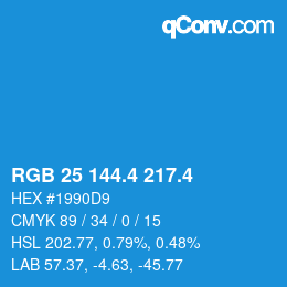 カラーコード: RGB 25 144.4 217.4 | qconv.com