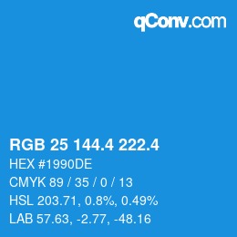 カラーコード: RGB 25 144.4 222.4 | qconv.com