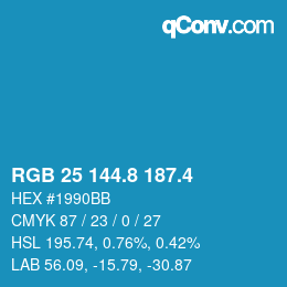 カラーコード: RGB 25 144.8 187.4 | qconv.com