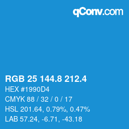 カラーコード: RGB 25 144.8 212.4 | qconv.com