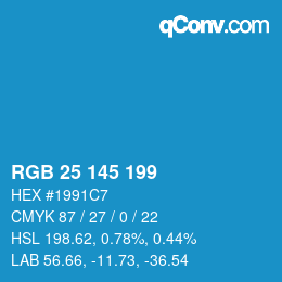 Color code: RGB 25 145 199 | qconv.com