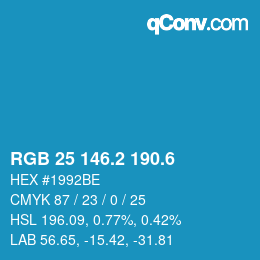 カラーコード: RGB 25 146.2 190.6 | qconv.com