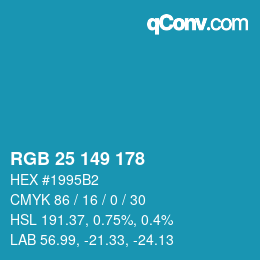 Color code: RGB 25 149 178 | qconv.com
