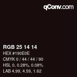 カラーコード: RGB 25 14 14 | qconv.com