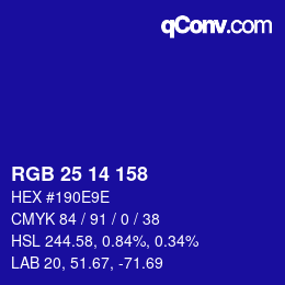 Color code: RGB 25 14 158 | qconv.com