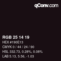 カラーコード: RGB 25 14 19 | qconv.com