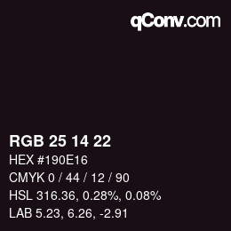 Color code: RGB 25 14 22 | qconv.com