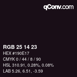 カラーコード: RGB 25 14 23 | qconv.com