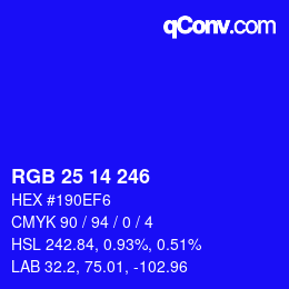 Color code: RGB 25 14 246 | qconv.com