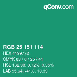 Color code: RGB 25 151 114 | qconv.com