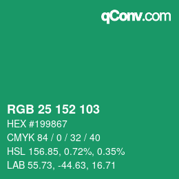 Farbcode: RGB 25 152 103 | qconv.com