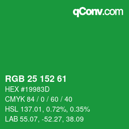 Color code: RGB 25 152 61 | qconv.com