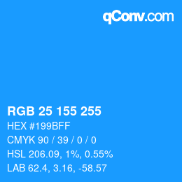 Color code: RGB 25 155 255 | qconv.com