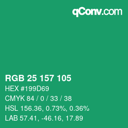 カラーコード: RGB 25 157 105 | qconv.com