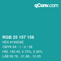 カラーコード: RGB 25 157 158 | qconv.com