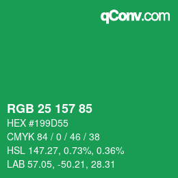Color code: RGB 25 157 85 | qconv.com
