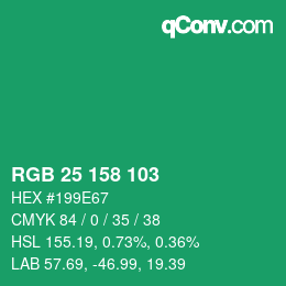 Color code: RGB 25 158 103 | qconv.com