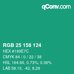 Color code: RGB 25 158 124 | qconv.com