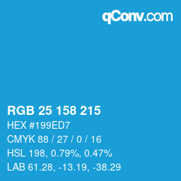 颜色代码: RGB 25 158 215 | qconv.com
