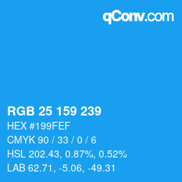 Color code: RGB 25 159 239 | qconv.com
